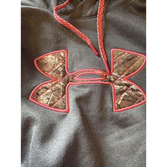 Under Armour Women's Size Medium Semi-Fitted Gray Camo Logo Pullover Hoodie Pink - Picture 2 of 7